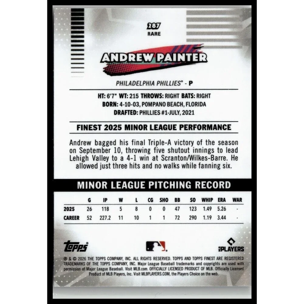 2026 Finest Andrew Painter Common Base Rookie RC Phillies